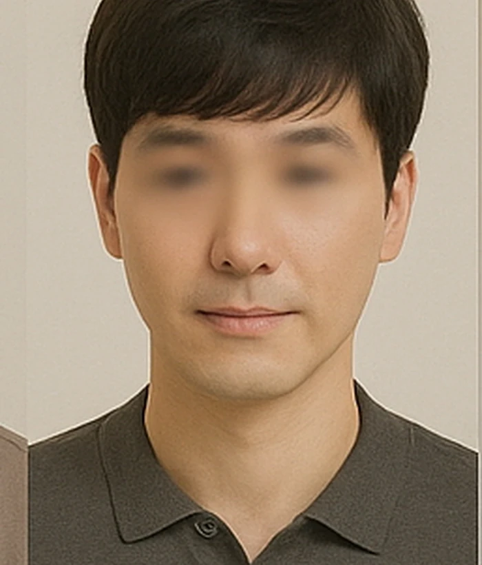남성 전체가발 착용 후