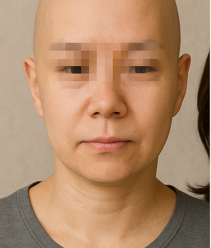 여성 전체가발 착용 전